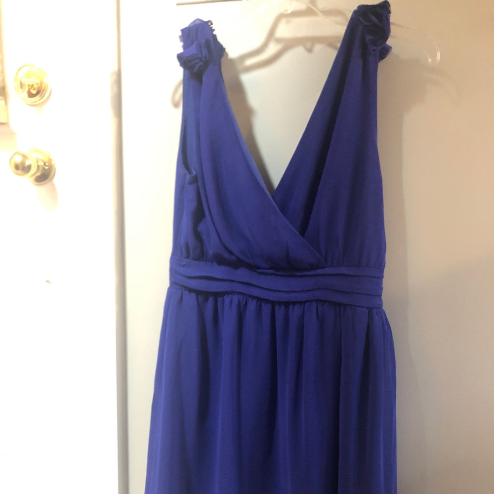 Royal blue plunge back Fir & Flare dress